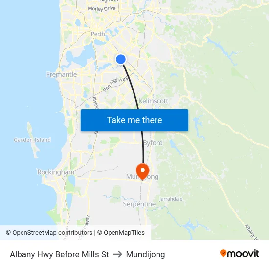 Albany Hwy Before Mills St to Mundijong map