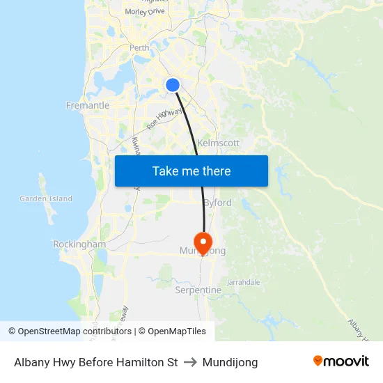 Albany Hwy Before Hamilton St to Mundijong map