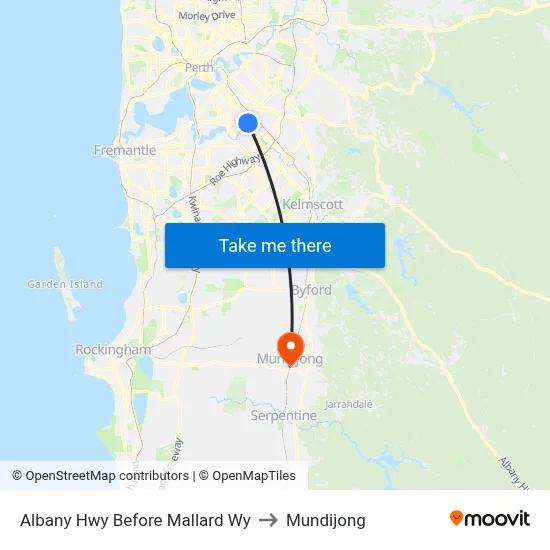 Albany Hwy Before Mallard Wy to Mundijong map