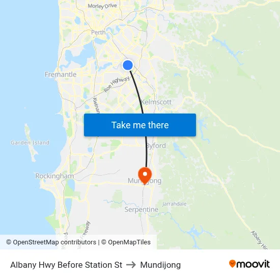 Albany Hwy Before Station St to Mundijong map