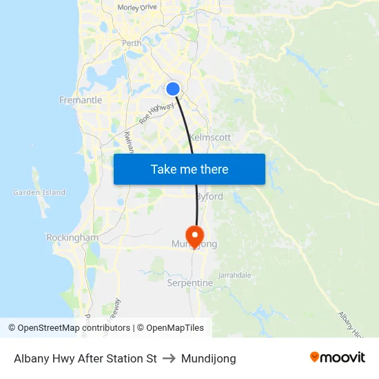 Albany Hwy After Station St to Mundijong map