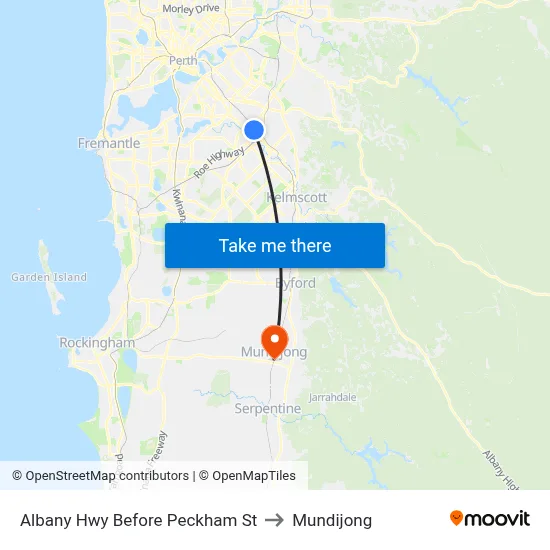 Albany Hwy Before Peckham St to Mundijong map