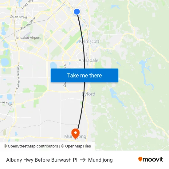 Albany Hwy Before Burwash Pl to Mundijong map