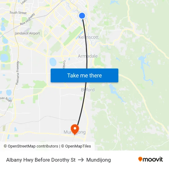 Albany Hwy Before  Dorothy  St to Mundijong map