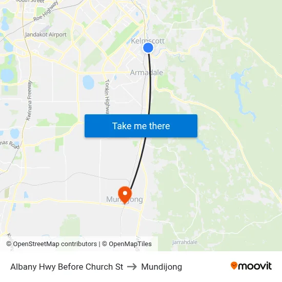 Albany Hwy Before Church St to Mundijong map