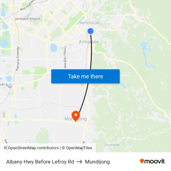 Albany Hwy Before Lefroy Rd to Mundijong map