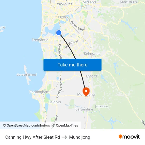 Canning Hwy After Sleat Rd to Mundijong map