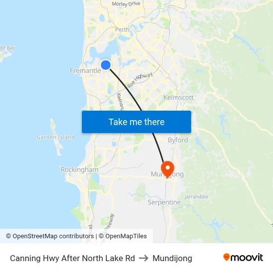 Canning Hwy After North Lake Rd to Mundijong map