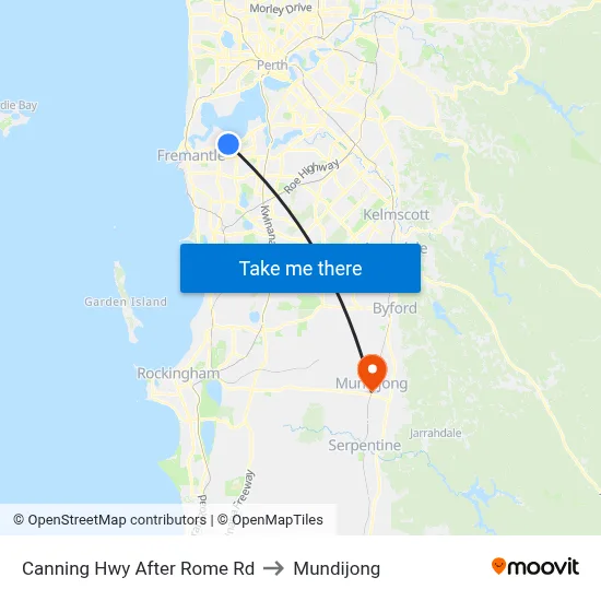 Canning Hwy After Rome Rd to Mundijong map