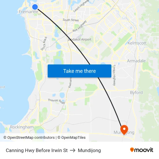 Canning Hwy Before Irwin St to Mundijong map