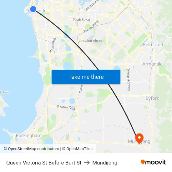 Queen Victoria St Before Burt St to Mundijong map