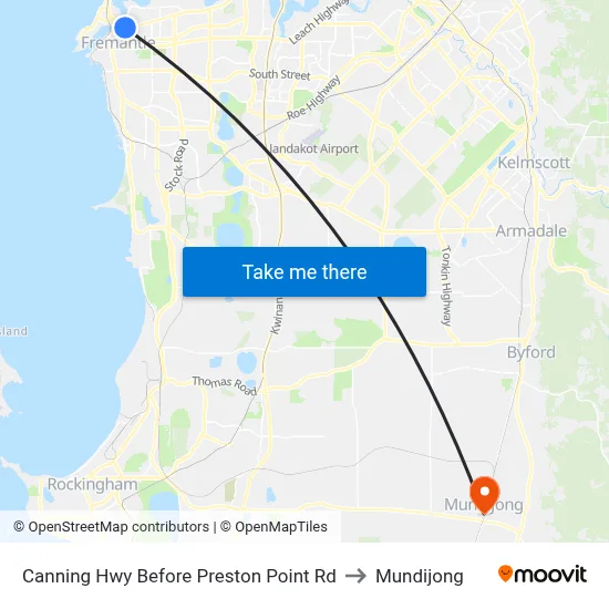 Canning Hwy Before Preston Point Rd to Mundijong map