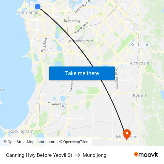 Canning Hwy Before Yeovil St to Mundijong map