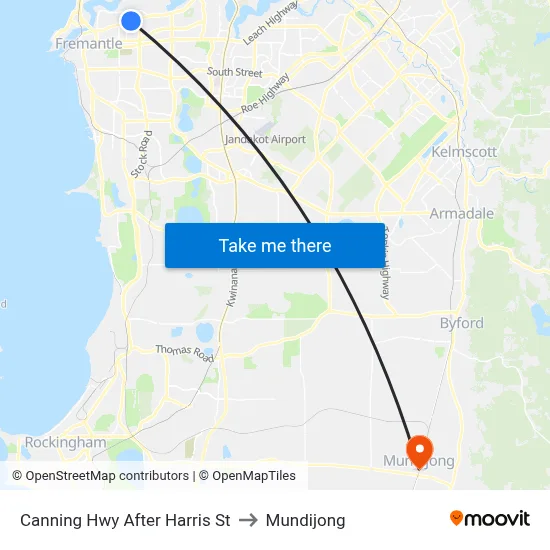 Canning Hwy After Harris St to Mundijong map