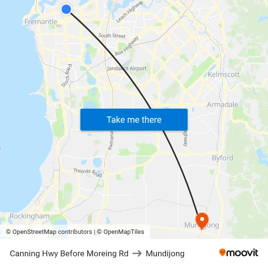 Canning Hwy Before Moreing Rd to Mundijong map
