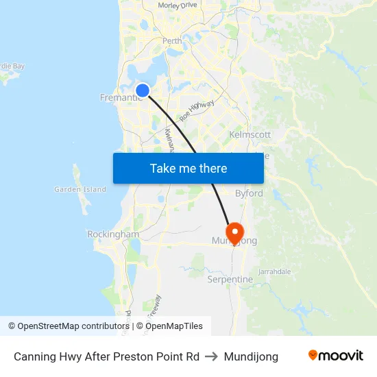 Canning Hwy After Preston Point Rd to Mundijong map