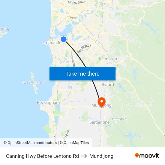 Canning Hwy Before Lentona Rd to Mundijong map