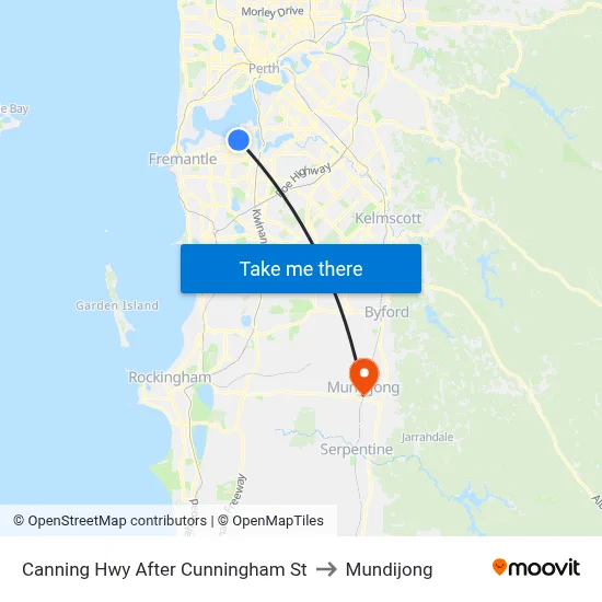 Canning Hwy After Cunningham St to Mundijong map