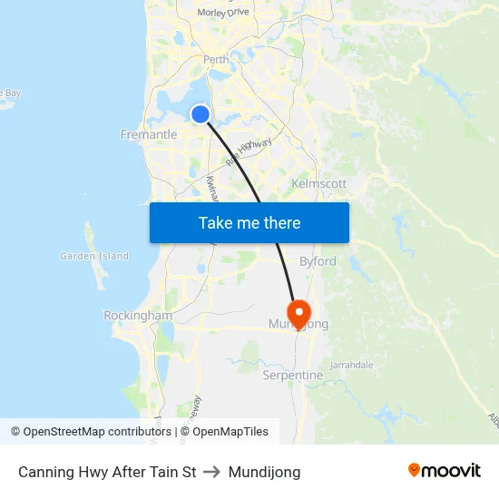 Canning Hwy After Tain St to Mundijong map