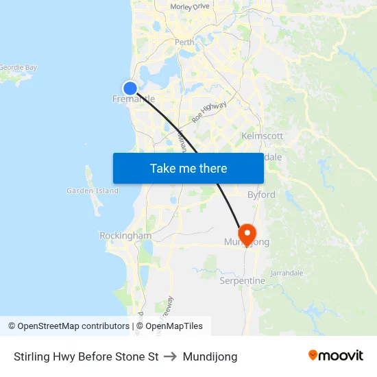 Stirling Hwy Before Stone St to Mundijong map