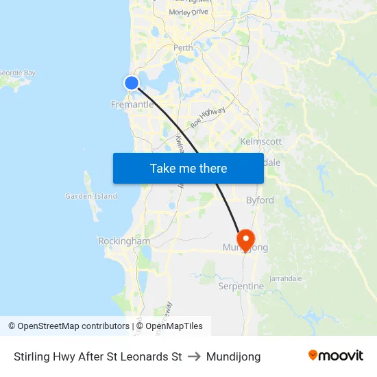 Stirling Hwy After St Leonards St to Mundijong map