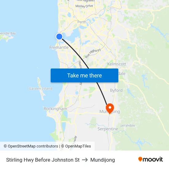 Stirling Hwy Before Johnston St to Mundijong map