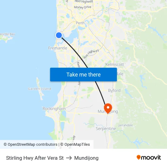Stirling Hwy After Vera St to Mundijong map