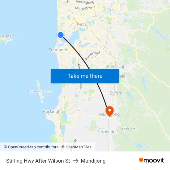Stirling Hwy After Wilson St to Mundijong map
