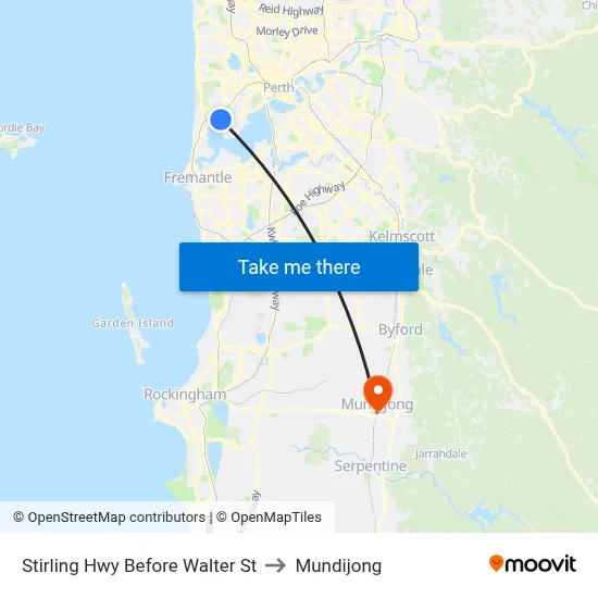 Stirling Hwy Before Walter St to Mundijong map