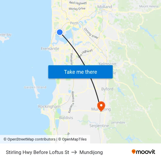 Stirling Hwy Before Loftus St to Mundijong map