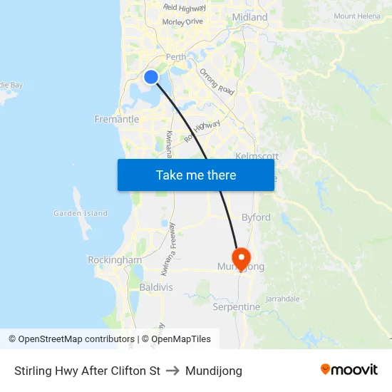 Stirling Hwy After Clifton St to Mundijong map