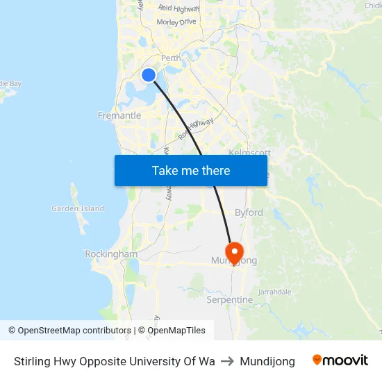 Stirling Hwy Opposite University Of Wa to Mundijong map