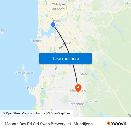 Mounts Bay Rd Old Swan Brewery to Mundijong map