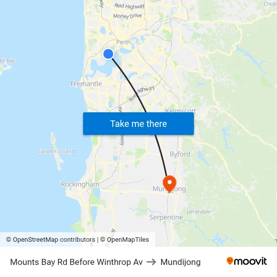 Mounts Bay Rd Before Winthrop Av to Mundijong map