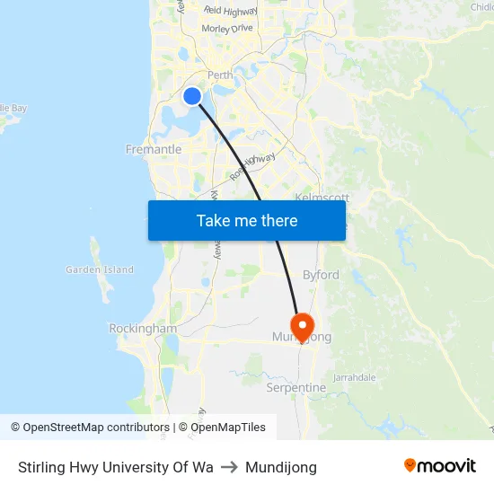 Stirling Hwy University Of Wa to Mundijong map