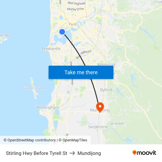 Stirling Hwy Before Tyrell St to Mundijong map