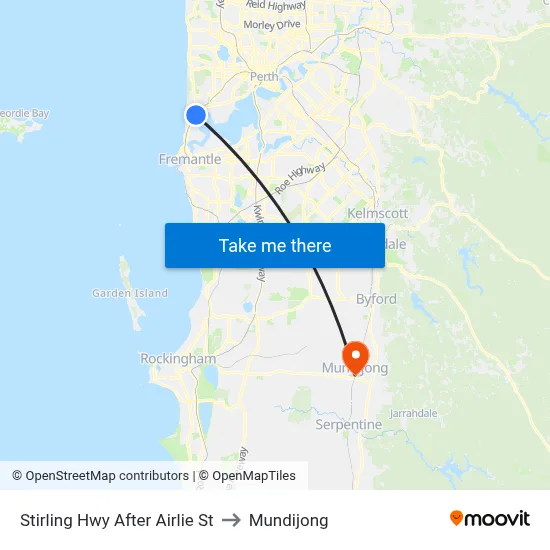 Stirling Hwy After Airlie St to Mundijong map