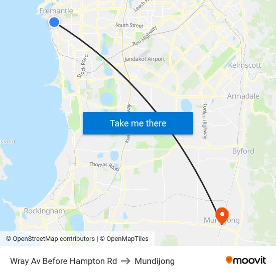 Wray Av Before Hampton Rd to Mundijong map