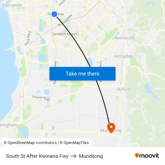 South St After Kwinana Fwy to Mundijong map