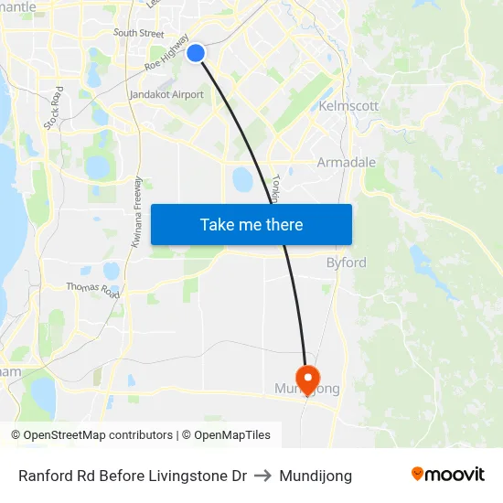 Ranford Rd Before Livingstone Dr to Mundijong map