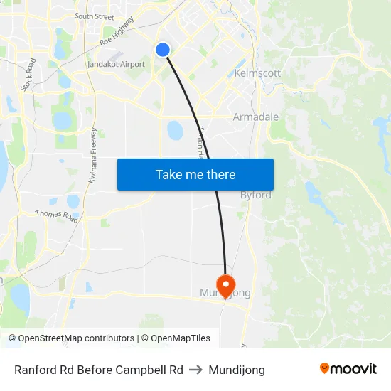 Ranford Rd Before Campbell Rd to Mundijong map