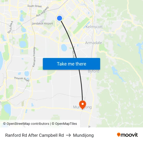 Ranford Rd After Campbell Rd to Mundijong map