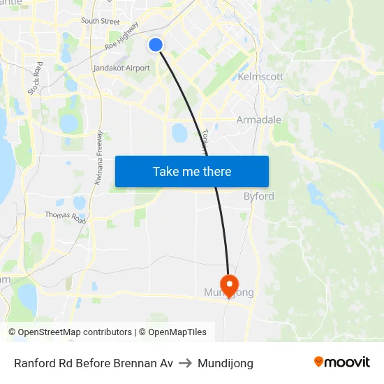 Ranford Rd Before Brennan Av to Mundijong map