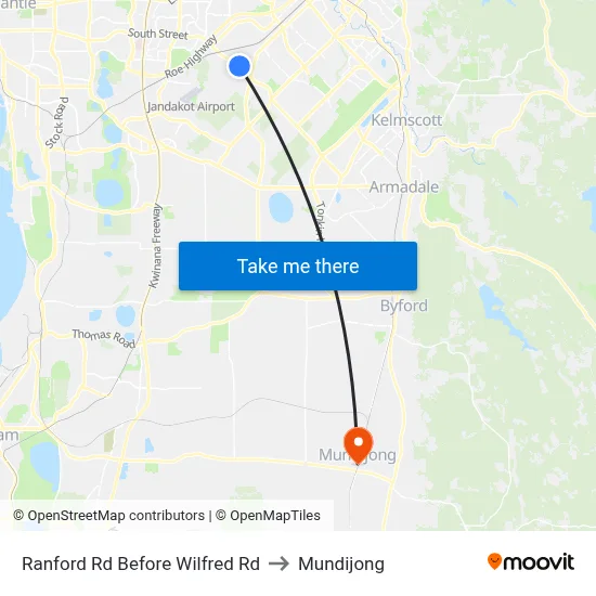Ranford Rd Before Wilfred Rd to Mundijong map