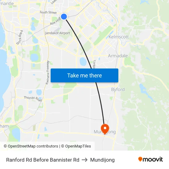 Ranford Rd Before Bannister Rd to Mundijong map