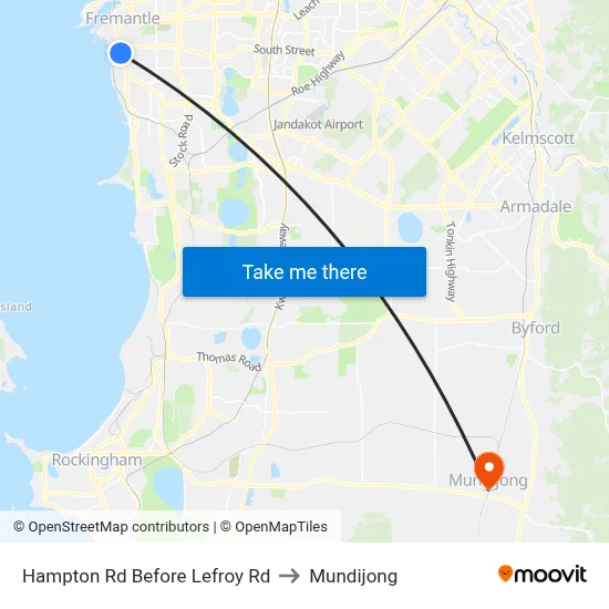 Hampton Rd Before Lefroy Rd to Mundijong map