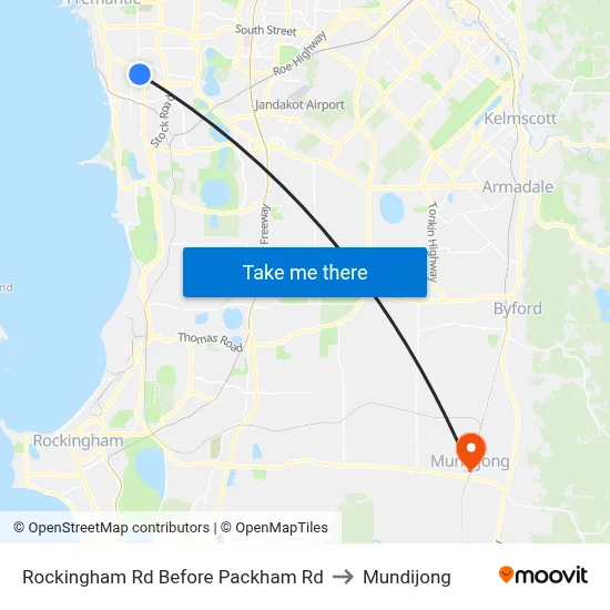 Rockingham Rd Before Packham Rd to Mundijong map
