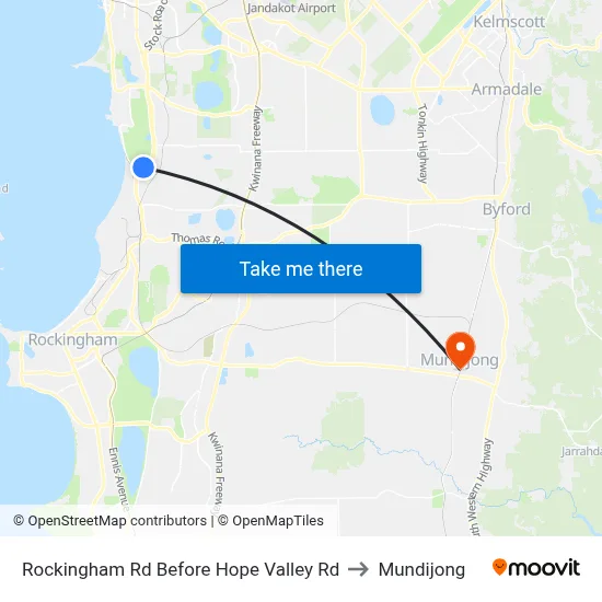 Rockingham Rd Before Hope Valley Rd to Mundijong map