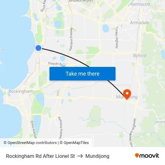 Rockingham Rd After Lionel St to Mundijong map