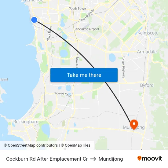 Cockburn Rd After Emplacement Cr to Mundijong map